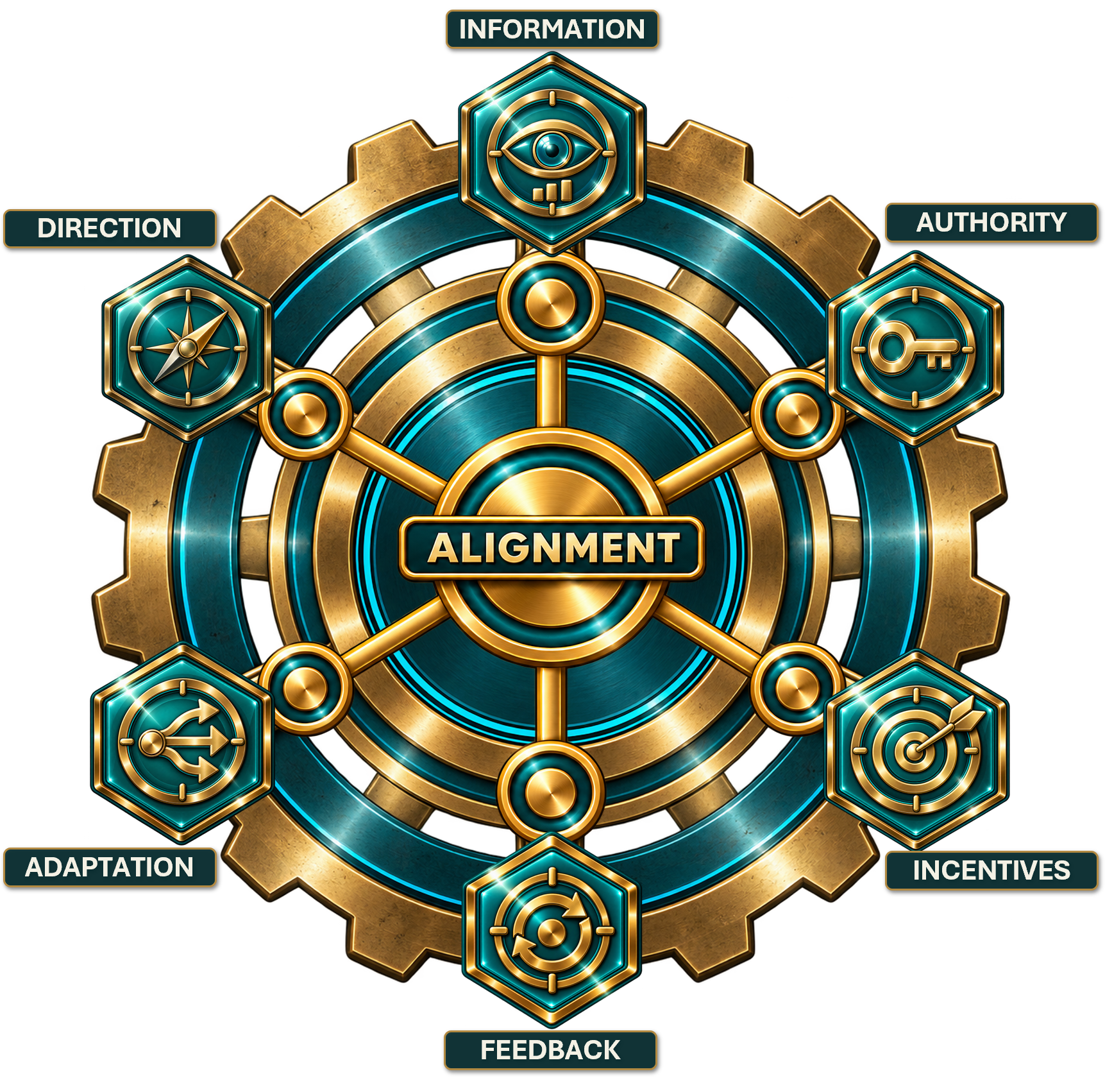 Decision Architecture framework with six interconnected dimensions