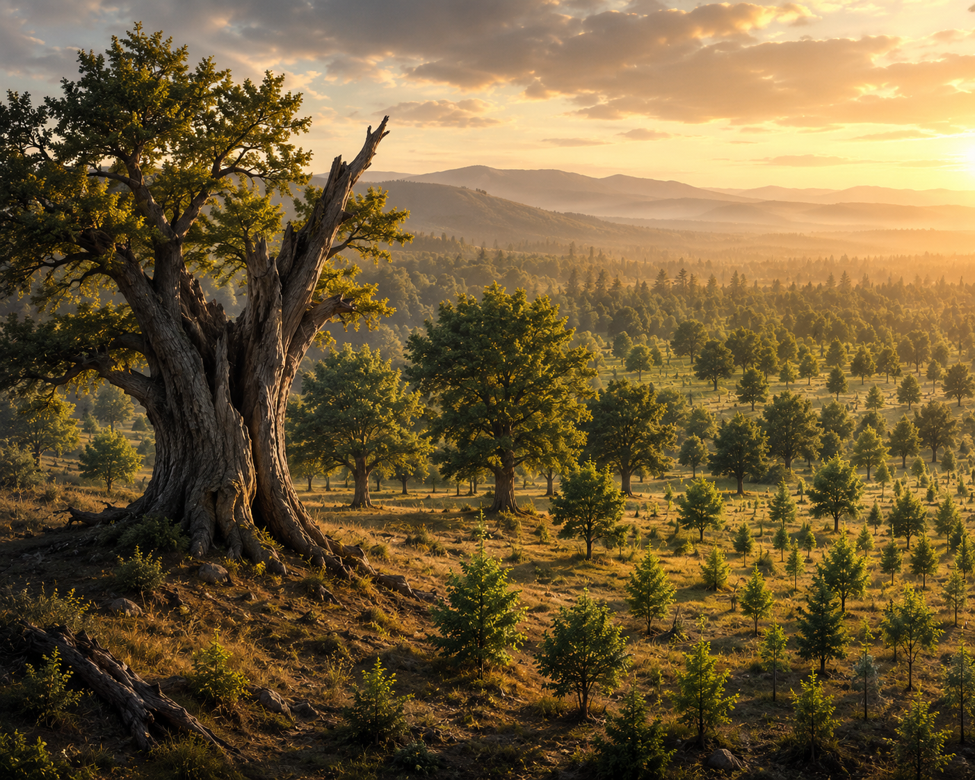 A mature tree overlooking generations of younger trees, illustrating capability that outlives its original source